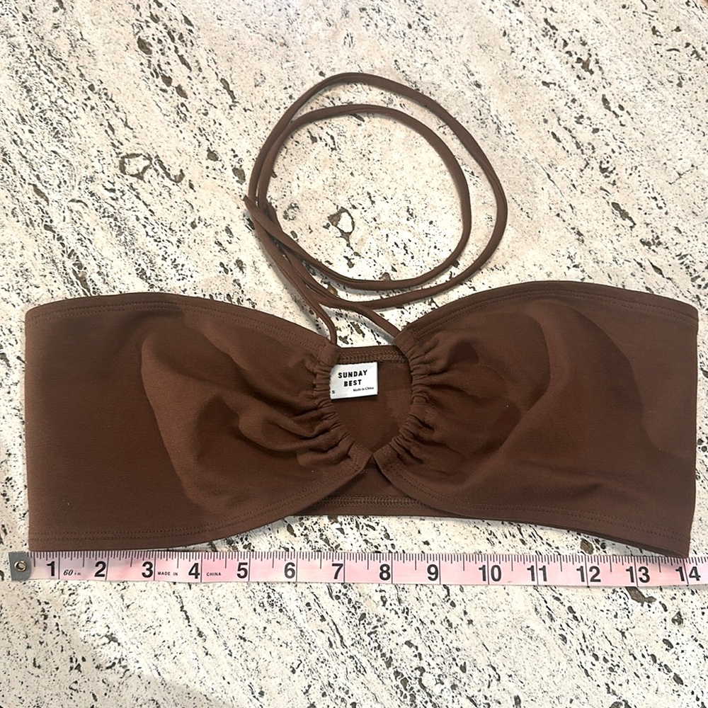 Aritzia Sunday Best Cora Halter Multi Twist Bandeau Top — Brown/" Size Small